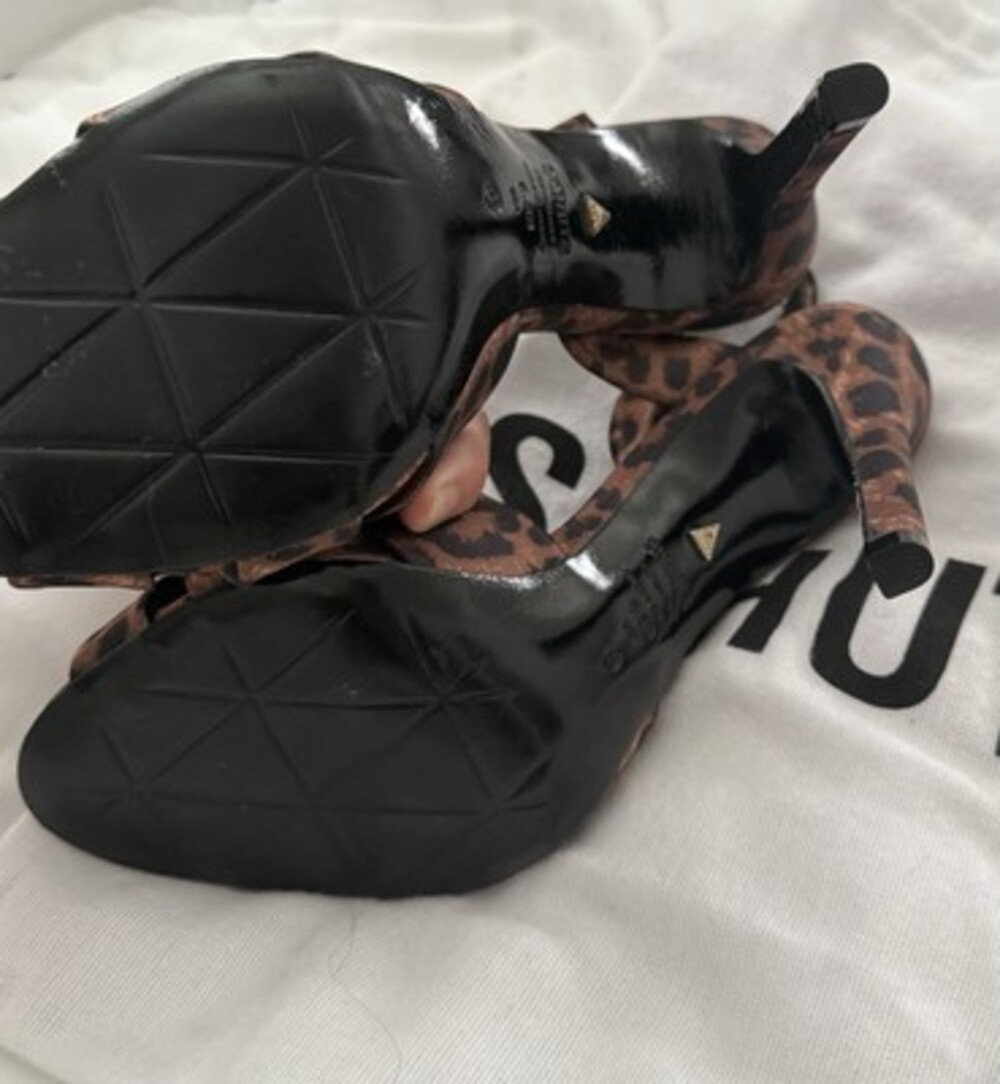 Schutz Keefa Leopard Print Slingback Heels Sandals Brown Black Women 6.5B Brazil - Picture 4 of 6